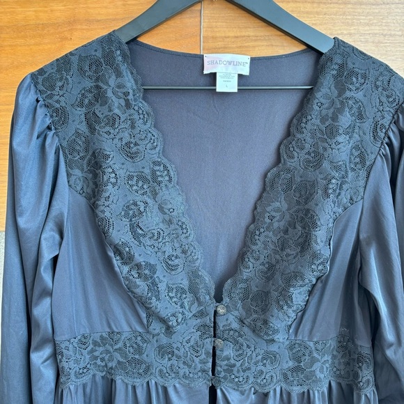 Vintage Shadowline Intimates Set Robe Lace & Dress Nightgown, Size L - Picture 5 of 15